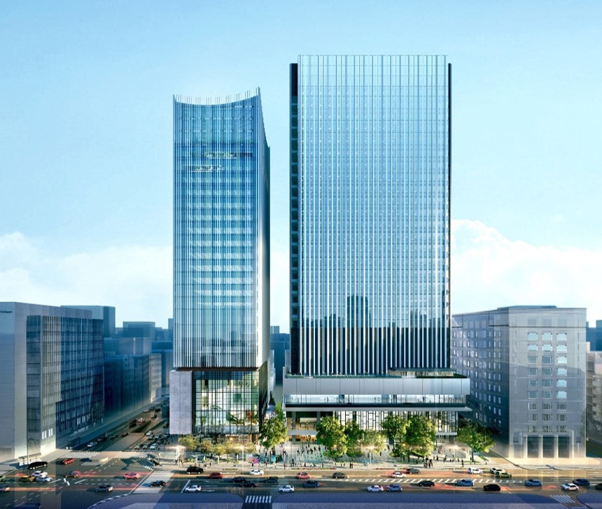 京橋彩区（京橋一丁目東地区）全景（左：ミュージアムタワー京橋／右：TODA BUILDING）